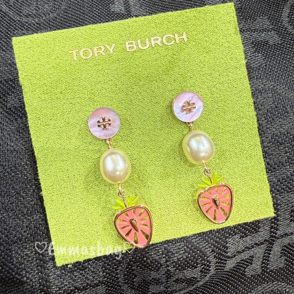 Tory Burch Pearl Fruit Statement Drop Earring 182032 Tory Gold/Pearl/Multi $220
